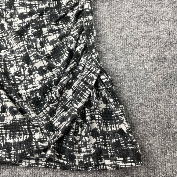 Soft Surroundings Shirt Women Large Black White Print Faux Wrap Side Ruch V-Neck - Picture 7 of 11